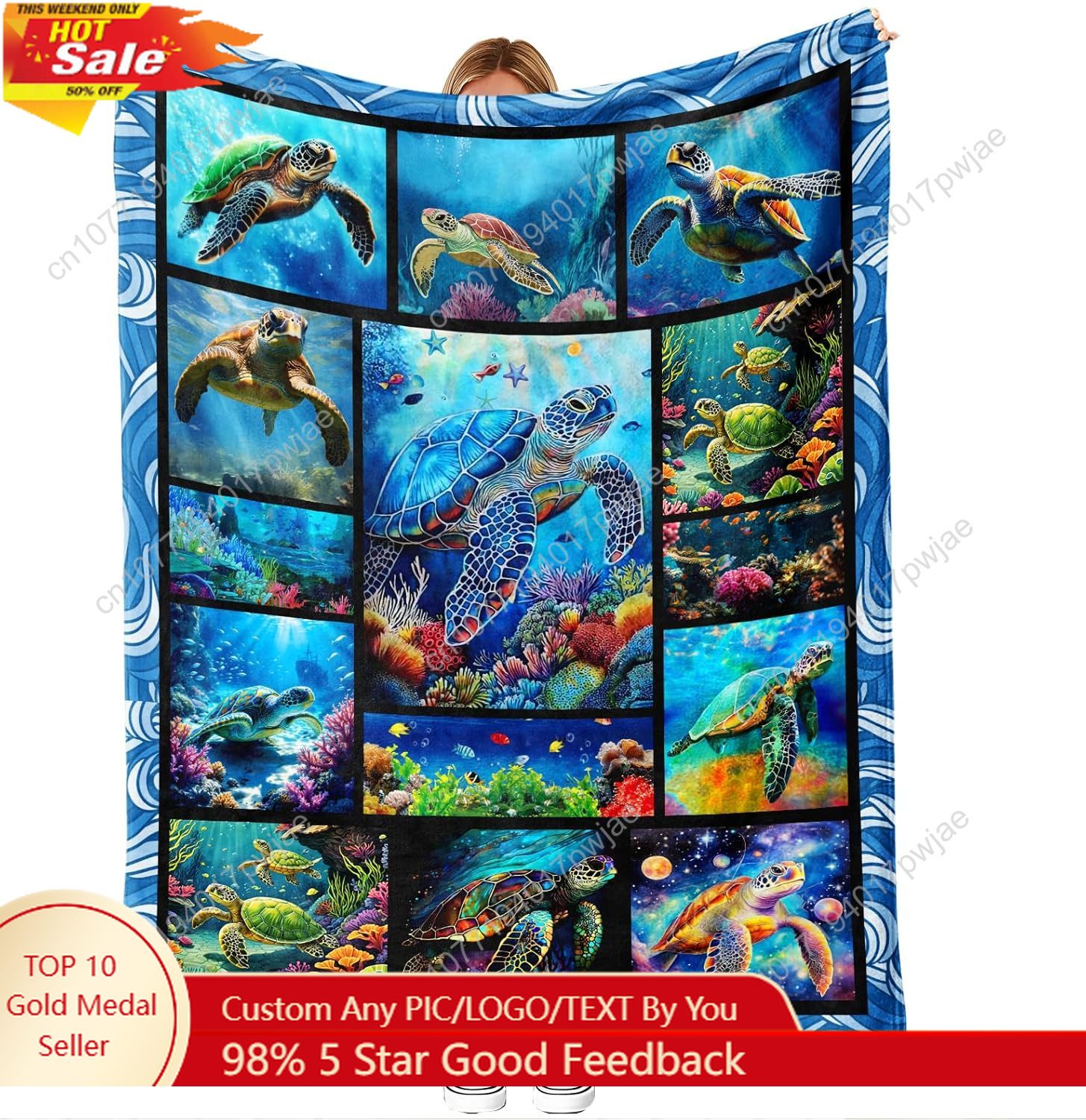 Sea Turtle Flannel Throw Blank - Home Textiles Blanket reseña y precio