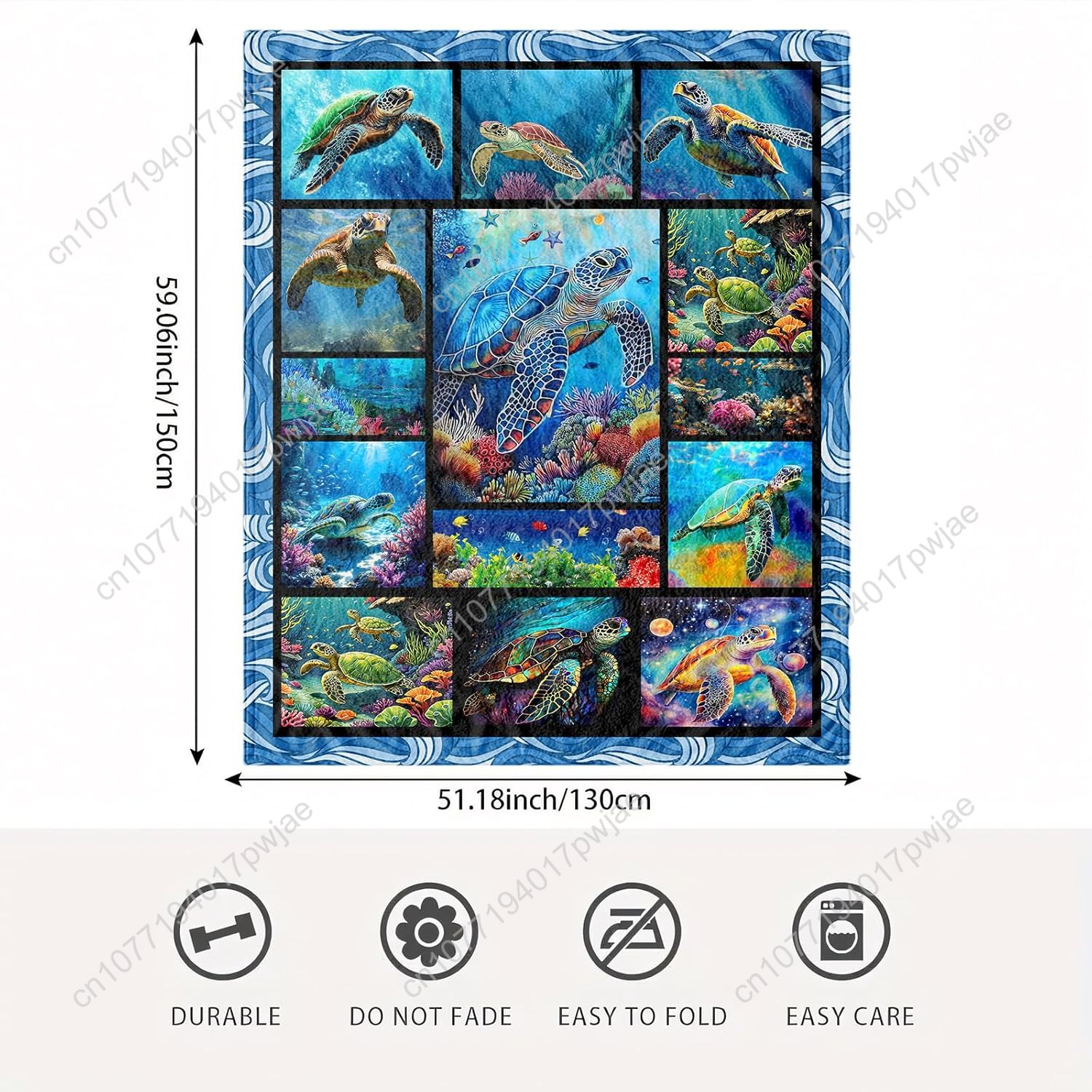 Sea Turtle Flannel Throw Blank - Home Textiles Blanket reseña y precio