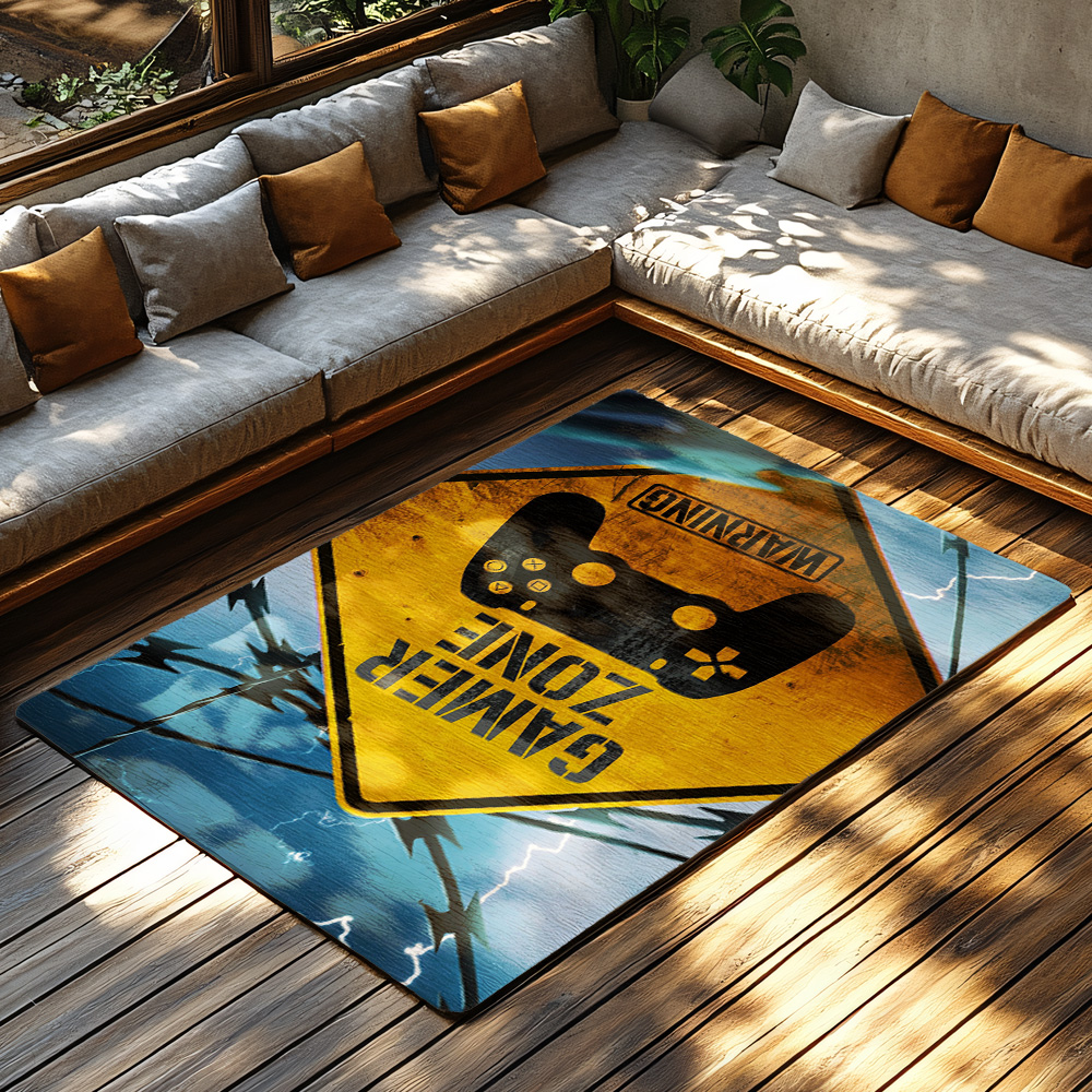 Gamer Zone Warning Rug, Yellow - Home Textiles Design reseña y precio