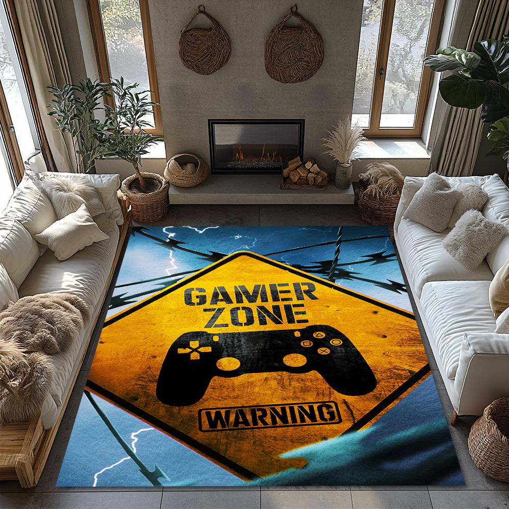 Gamer Zone Warning Rug, Yellow - Home Textiles Design reseña y precio