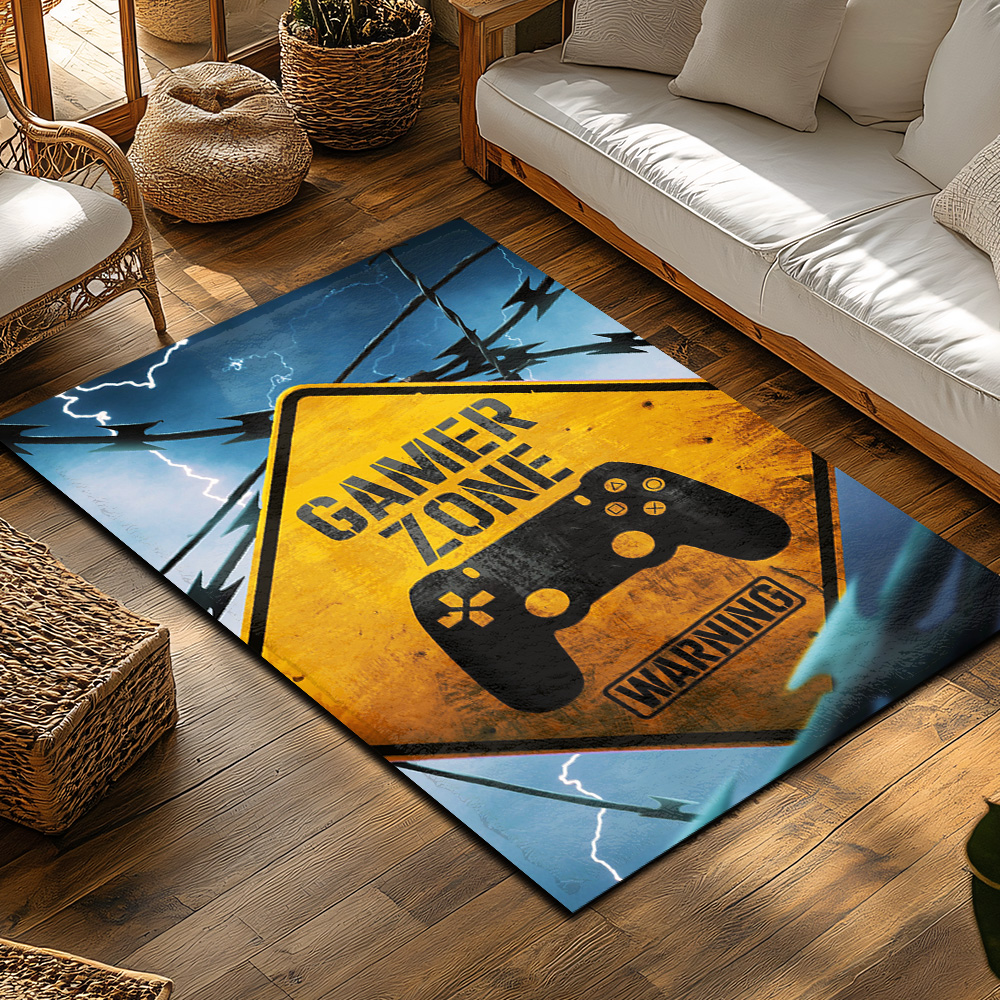 Gamer Zone Warning Rug, Yellow - Home Textiles Design reseña y precio