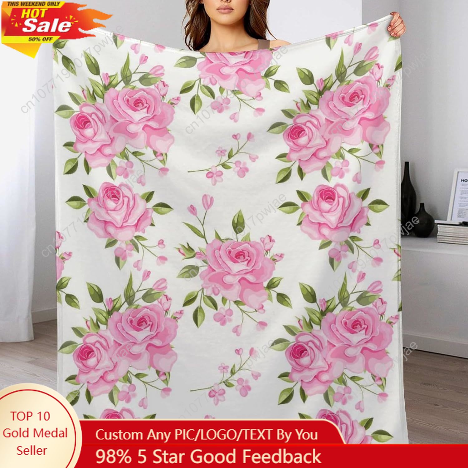 Pink Flower Throw Blanket Flor - Home Textiles Blanket reseña y precio