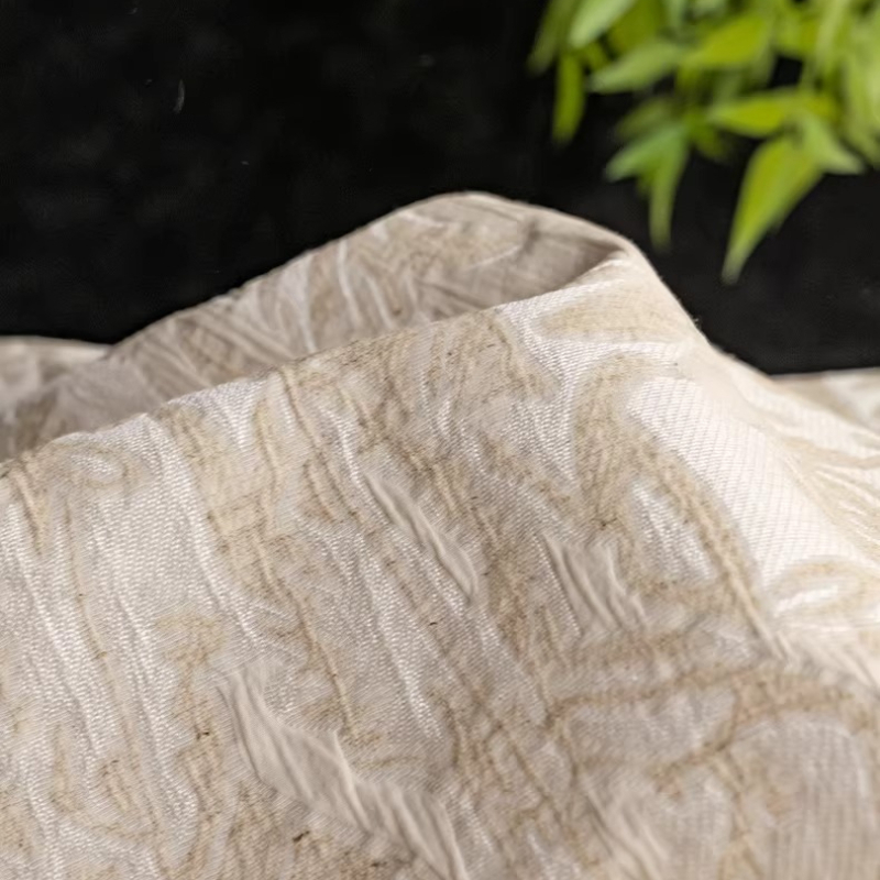 Beige Linen Jacquard Fabric Fl - Home Textiles Design reseña y precio