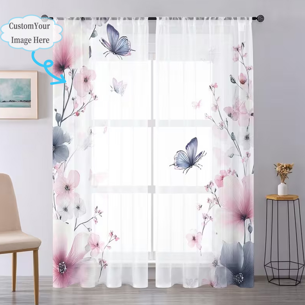 Custom 2D Flat 2pcs Sheer Curt - Home Textile reseña y precio