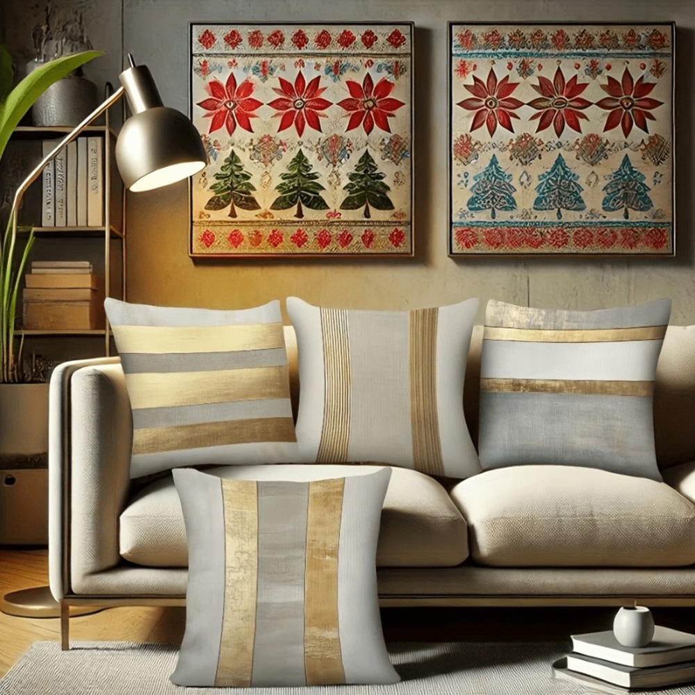 Glamorous Gold and Neutral Str - Home Textiles Luxury reseña y precio