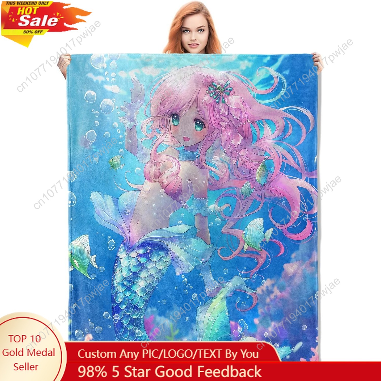 Cute Mermaid Blanket Cartoon F - Home Textiles Blanket reseña y precio
