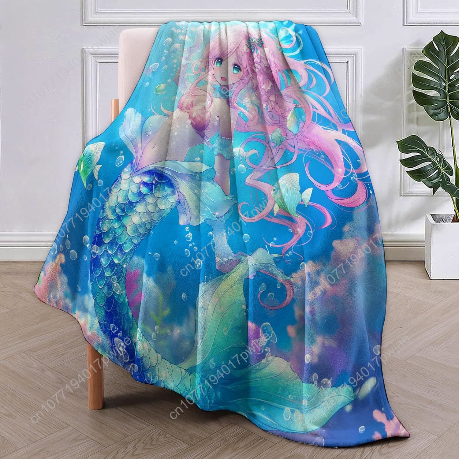 Cute Mermaid Blanket Cartoon F - Home Textiles Blanket reseña y precio