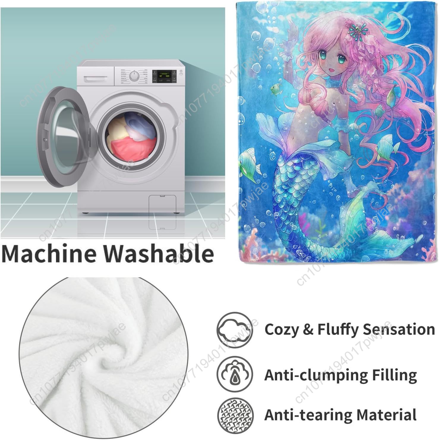 Cute Mermaid Blanket Cartoon F - Home Textiles Blanket reseña y precio