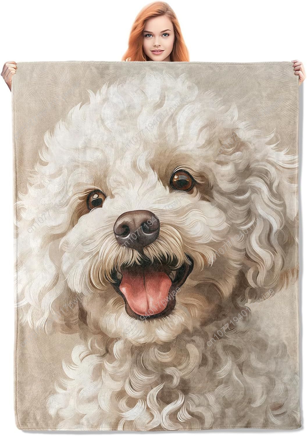 Joyful Poodle Portrait Blanket - Home Textiles Blanket reseña y precio