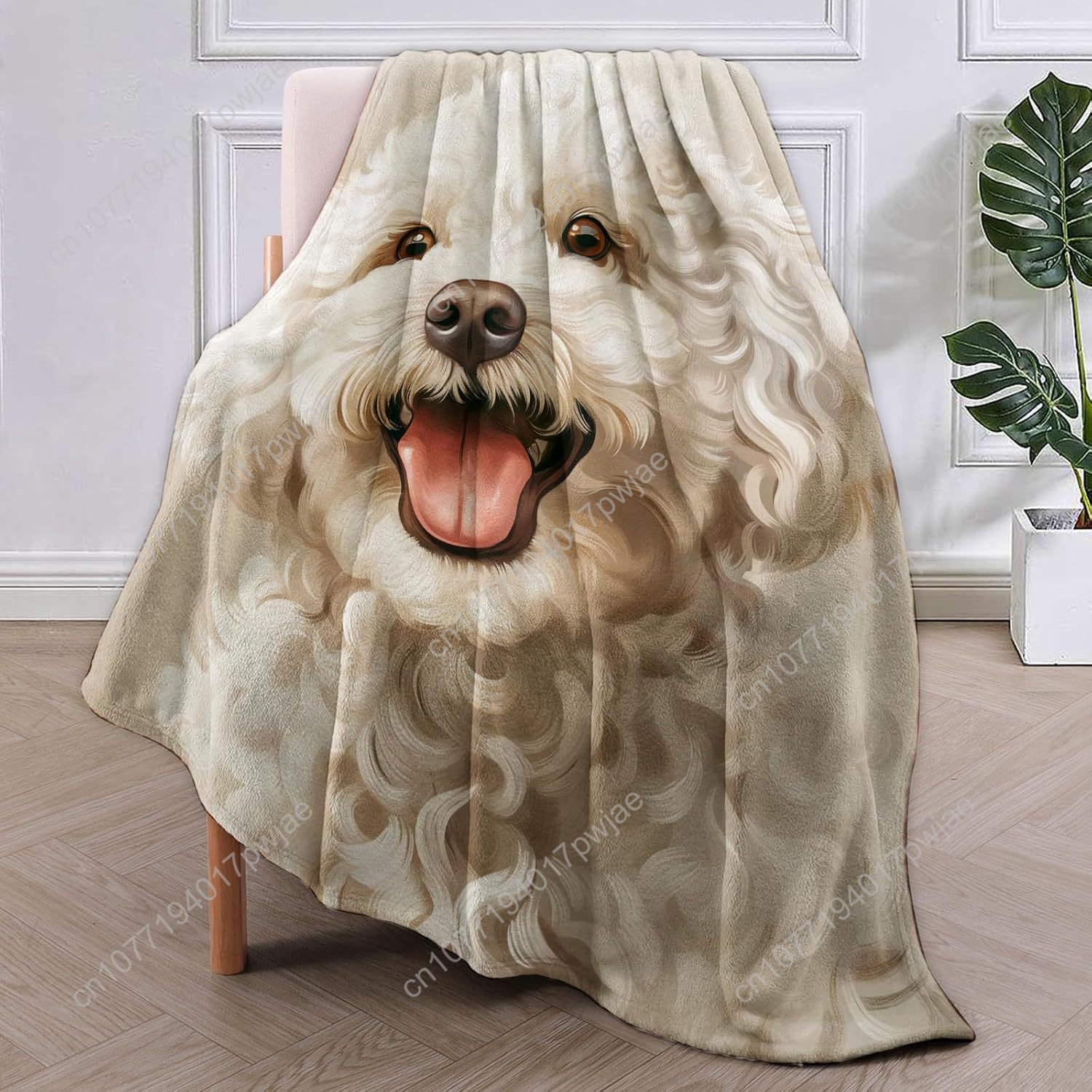 Joyful Poodle Portrait Blanket - Home Textiles Blanket reseña y precio