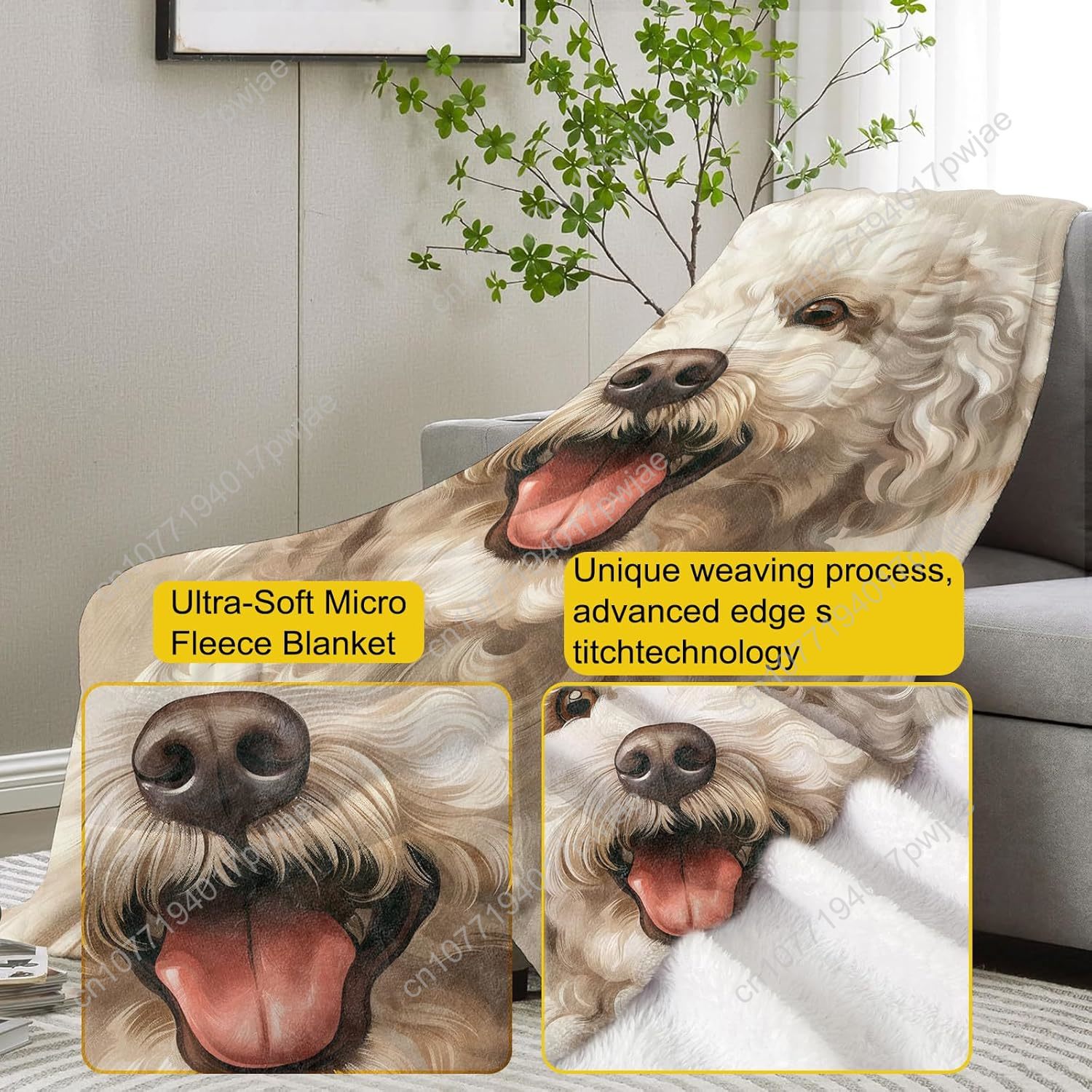 Joyful Poodle Portrait Blanket - Home Textiles Blanket reseña y precio