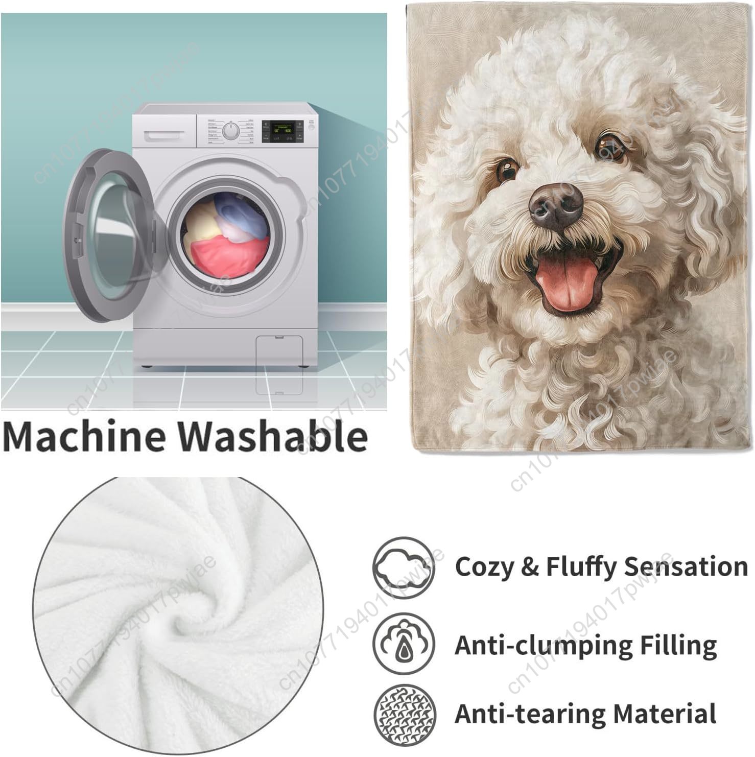 Joyful Poodle Portrait Blanket - Home Textiles Blanket reseña y precio