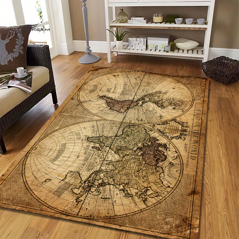Vintage Map Design Non-Slip Fl - Home Textiles Design reseña y precio
