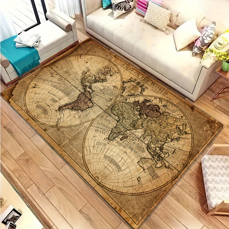 Vintage Map Design Non-Slip Fl - Home Textiles Design reseña y precio