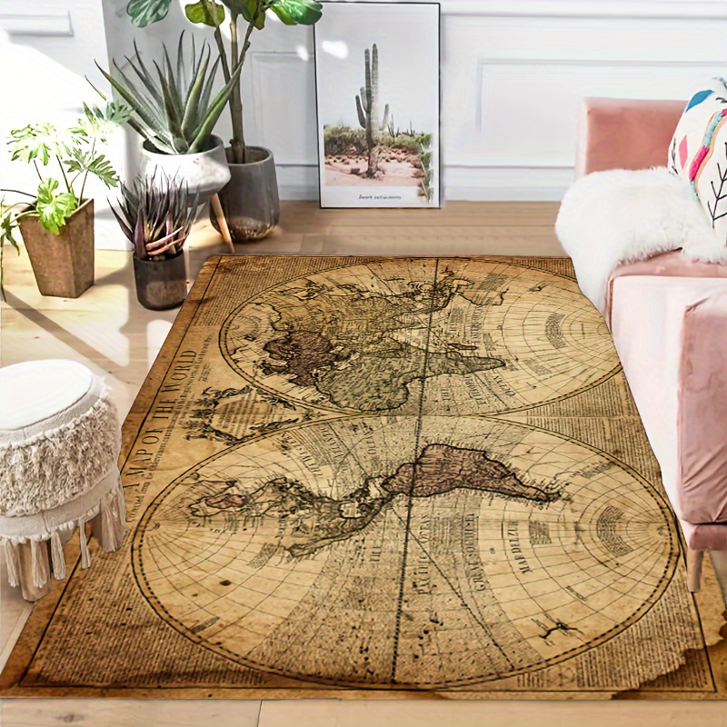 Vintage Map Design Non-Slip Fl - Home Textiles Design reseña y precio